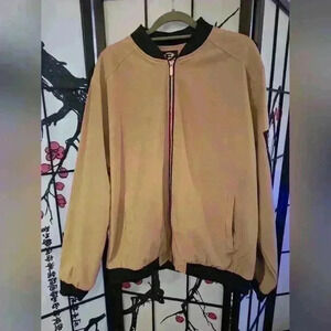 Vogue Bomber Jacket size XL Men's zip up beige winter fall streetwear